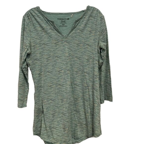 Toad & Co. green split neck, three-quarter length sleeves T-shirt - Picture 1 of 5